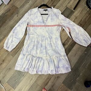 Generation Love lilac tie dye mini dress with ruffle details and tiers sz M EUC